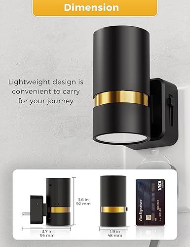 Miniatura 7 de L LOHAS LED Luces nocturnas enchufables a la pared, luz nocturna regulable con brillo ajustable de 0-100 lúmenes, blanco suave de 3000 K, luz