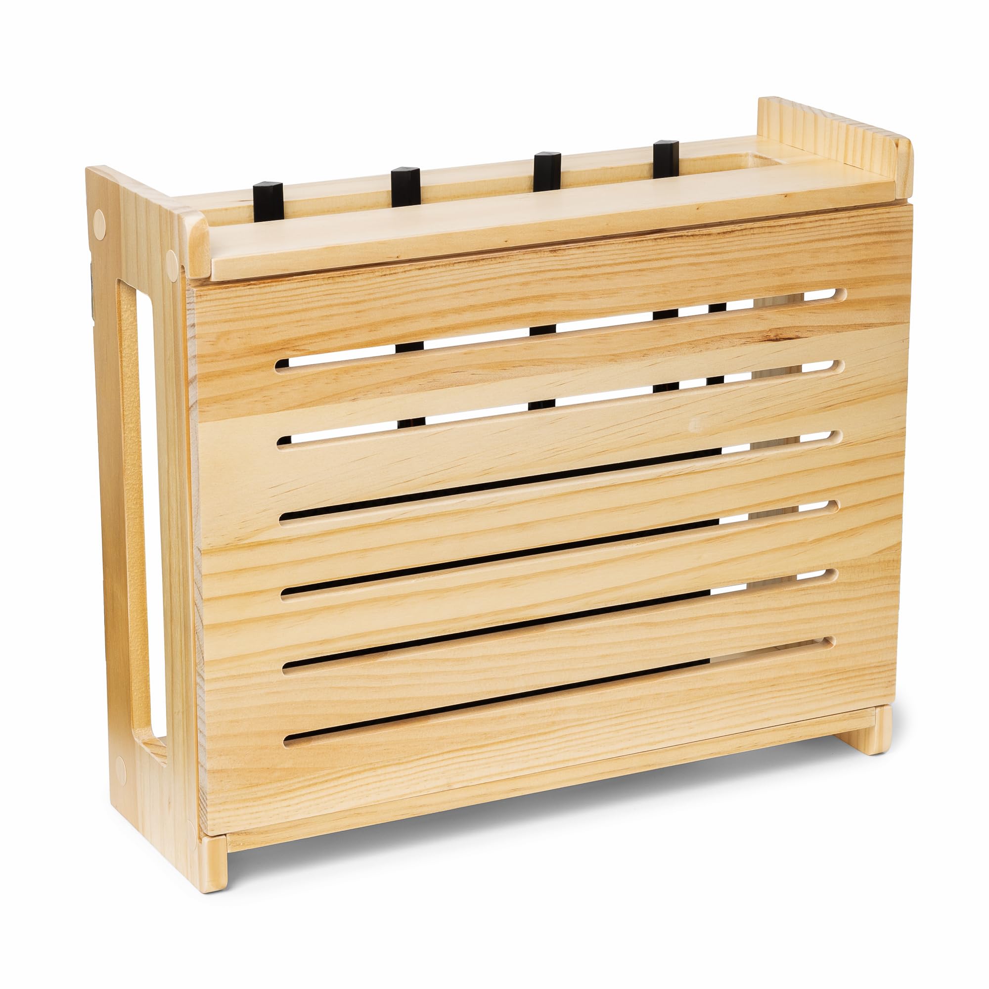 Wooden WiFi Router Storage Box - Standard Wall Mountable Decorative Modem Shelf Hider Cover with Cable Management System - Rustic Home Organization Solution for Most Routers Up to 11" Tall - Pine