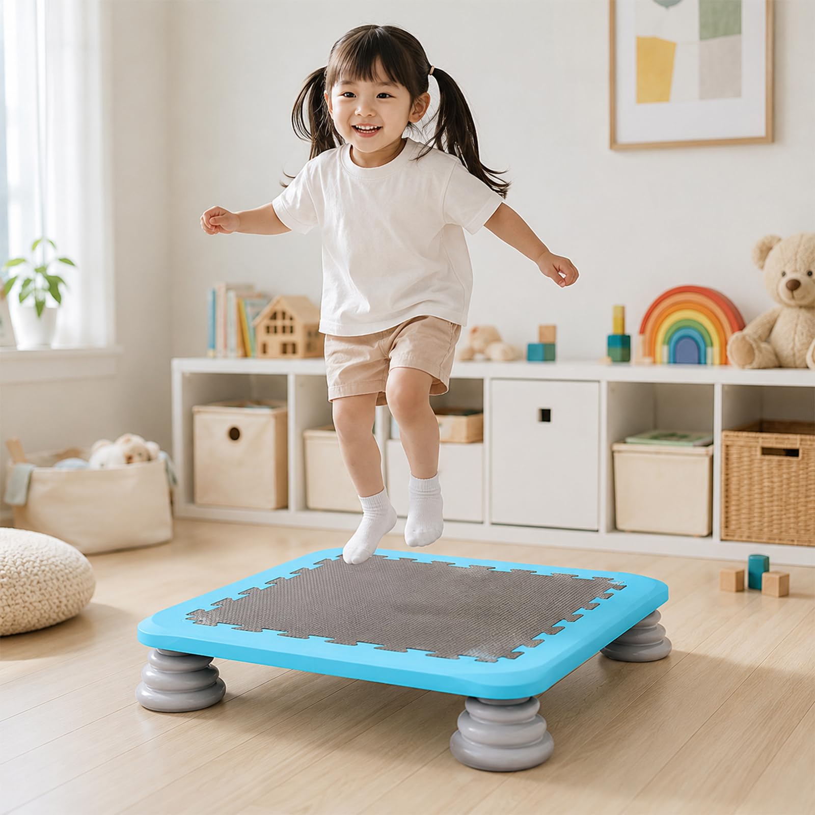 Mini Trampolino Bambini Quadrato Interno 65x65cm Rebounder Jumper