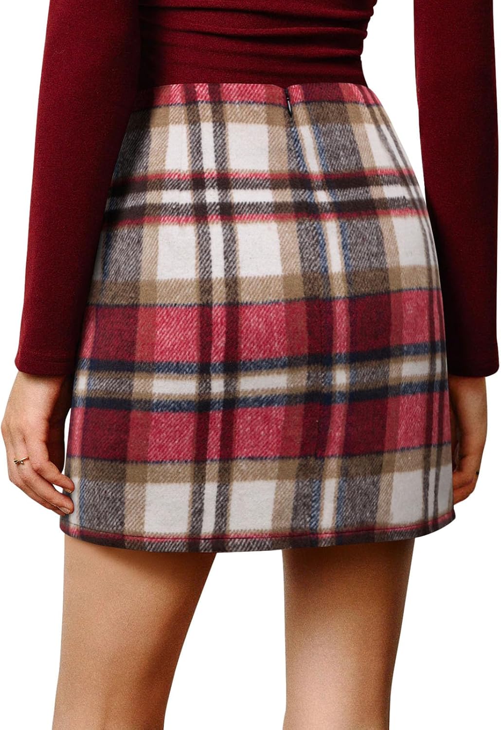 NIMIN Plaid Mini Skirts for Women High Waist Fall Winter 2026 Bodycon Pencil A-Line Skirt - Image 4