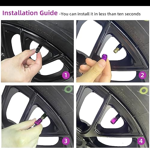 Miniatura 5 de Kewucn 8 tapas para vástago de válvula de neumático de automóvil, tapas de aire de aleación de aluminio con anillo de goma, resistentes a la