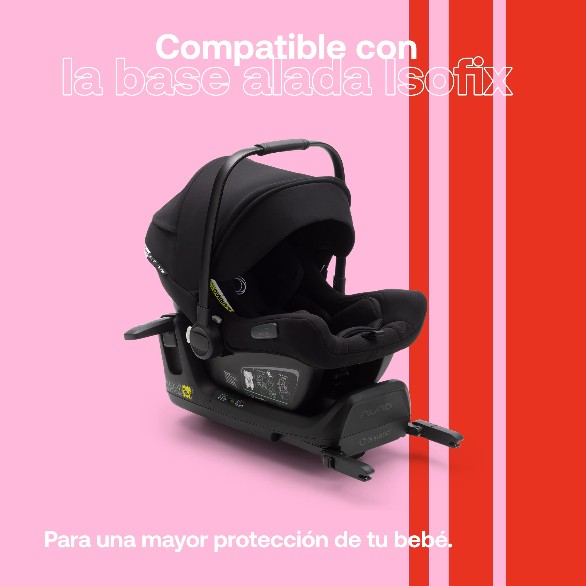 Bugaboo Turtle Air by Nuna, Silla de Coche Para Bebés y Niños Cómoda con Adaptadores para el Bugaboo Bee y Capota Grande para el Sol, Ligera y Segura