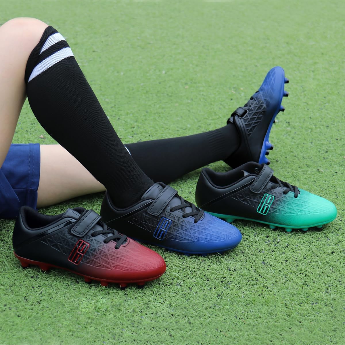 brooman Kids Firm Ground Soccer Cleats Boys Girls Athletic Outdoor Football Shoes - Image 3