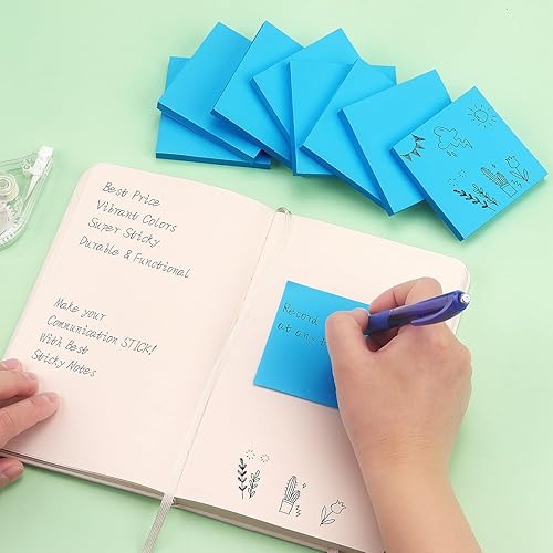 Miniatura 7 de Notas adhesivas de 3 x 3 pulgadas notas autoadhesivas de colores brillantes 8 blocs 80 hojasbloc azul Azul, Verde, Anaranjado, Púrpura, Rojo rosa,