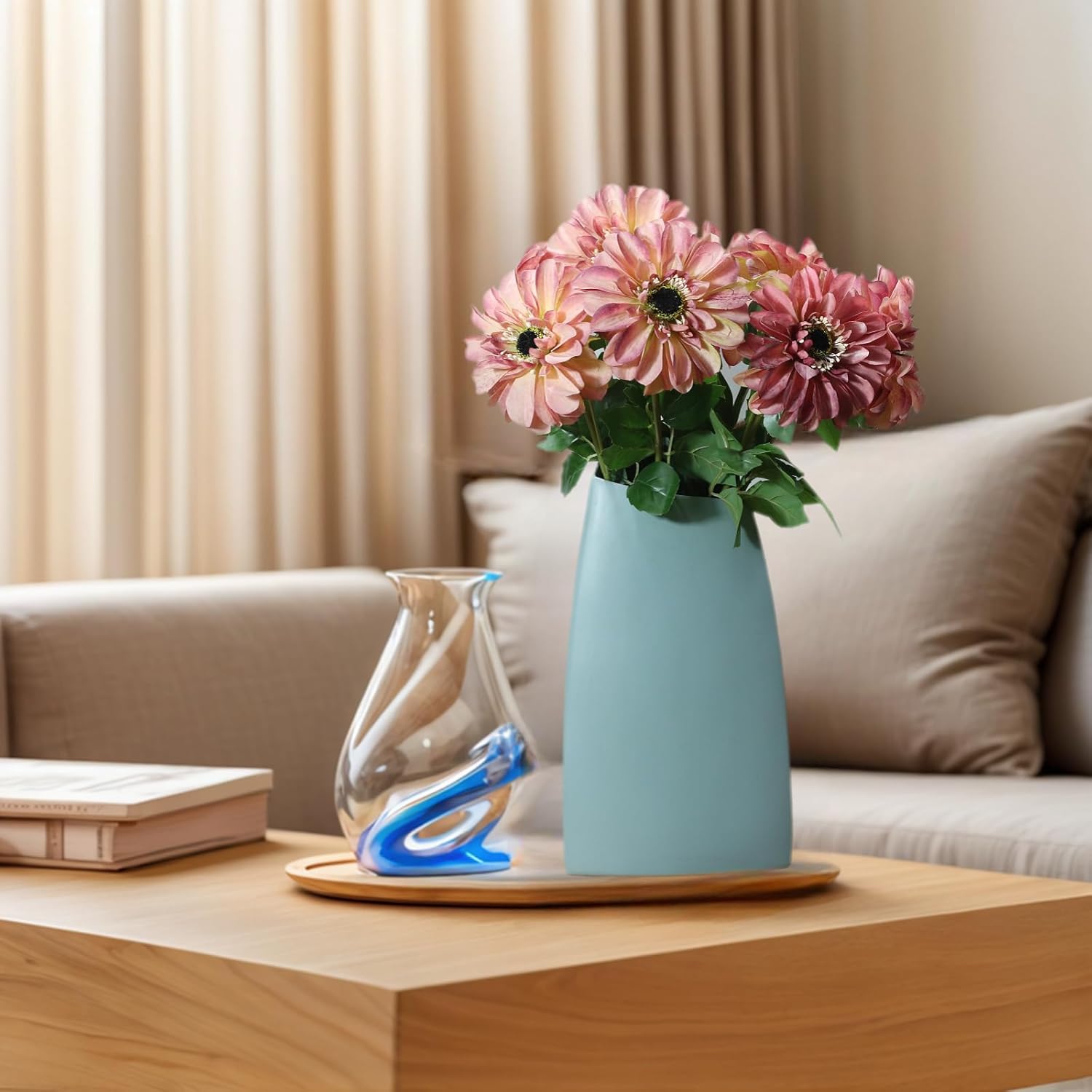 6 Pack Artificial Chrysanthemum Deep Pink Silk Flowers Zinnia Flowers,24'in Long Stem Fake Flower,Suitable for Wedding Decoration Bouquets,Fall Decor,Home Decor(Autumn Powder) - Image 4