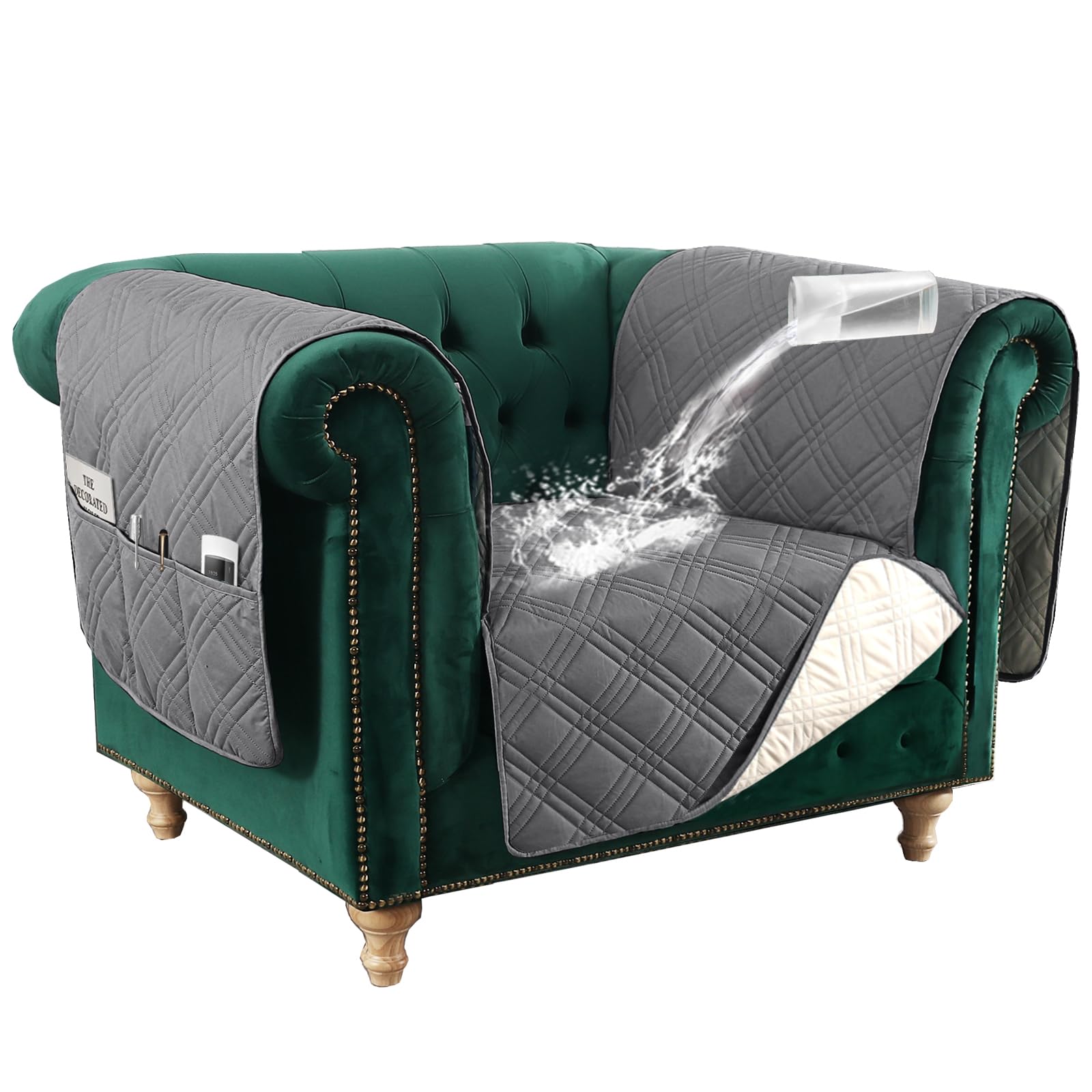 Housse de canapé Chesterfield imperméable contre chiens et taches
