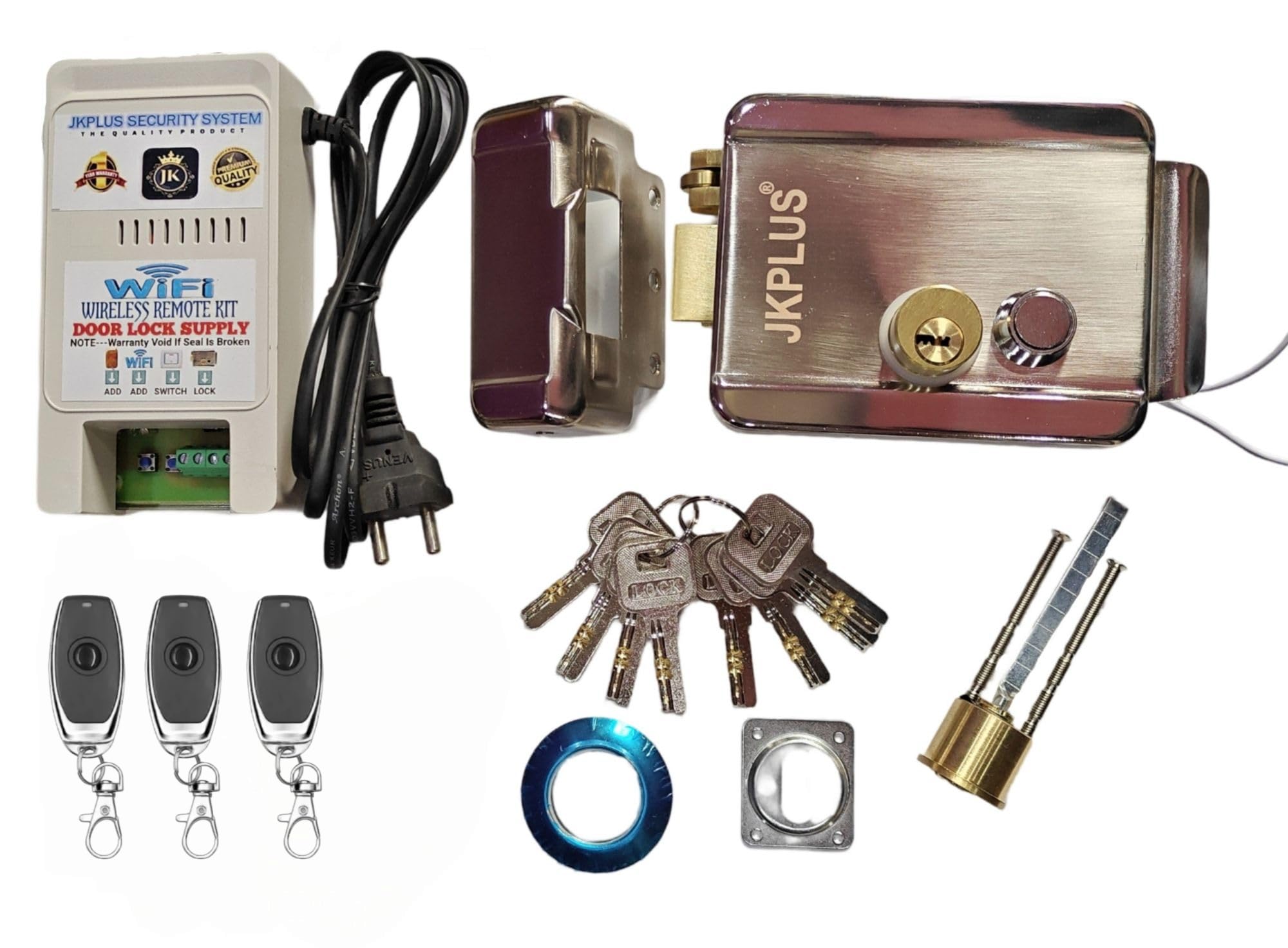 JKPlus Stainless Steel Standard Size Electronic Lock with WiFi, Remote & Switch Power Supply (Black Remote)-image-47