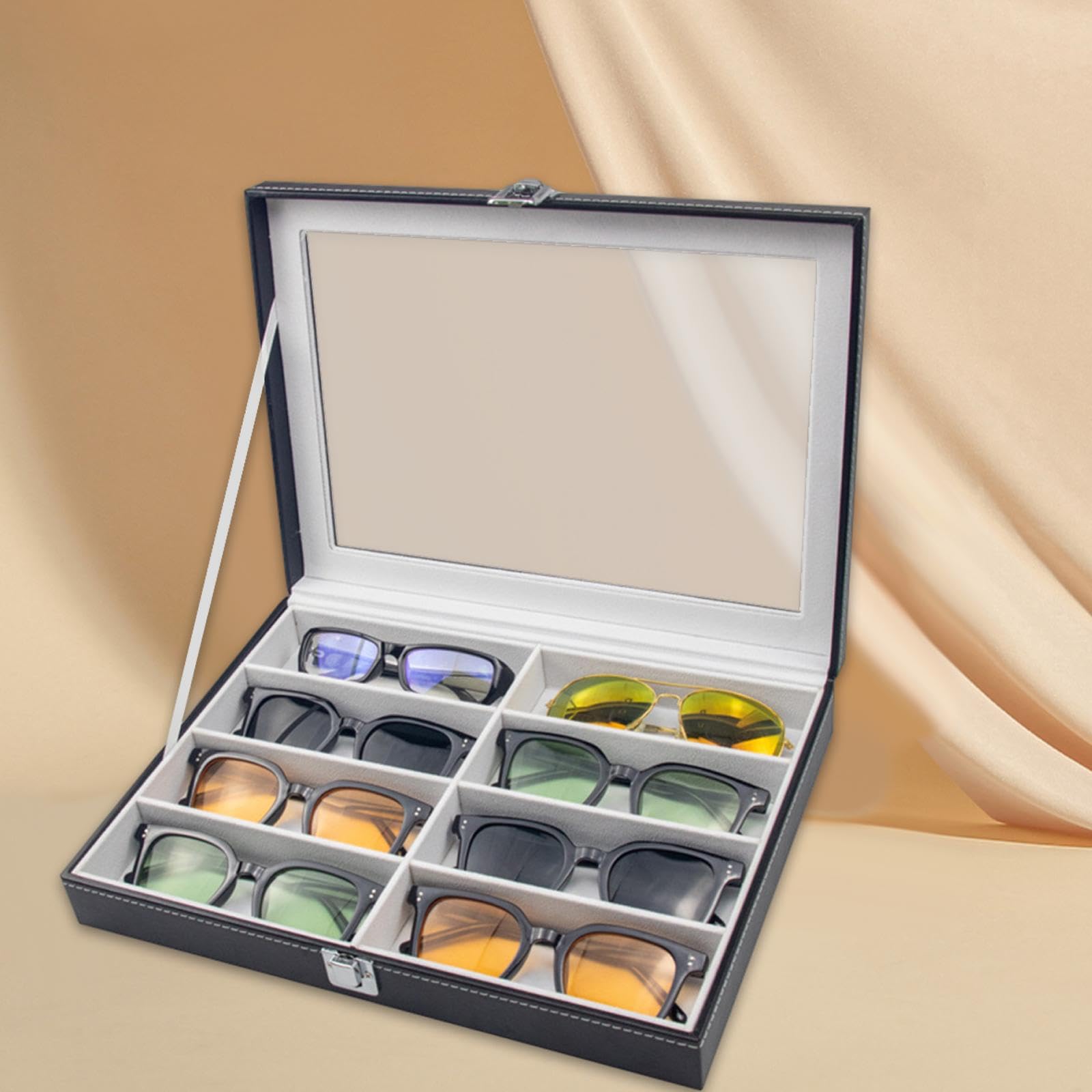 Estuche para guardar gafas de sol, organizador duradero, bandeja compacta para guardar joyas, para el hogar, la cómoda y el armario, organizador de 8