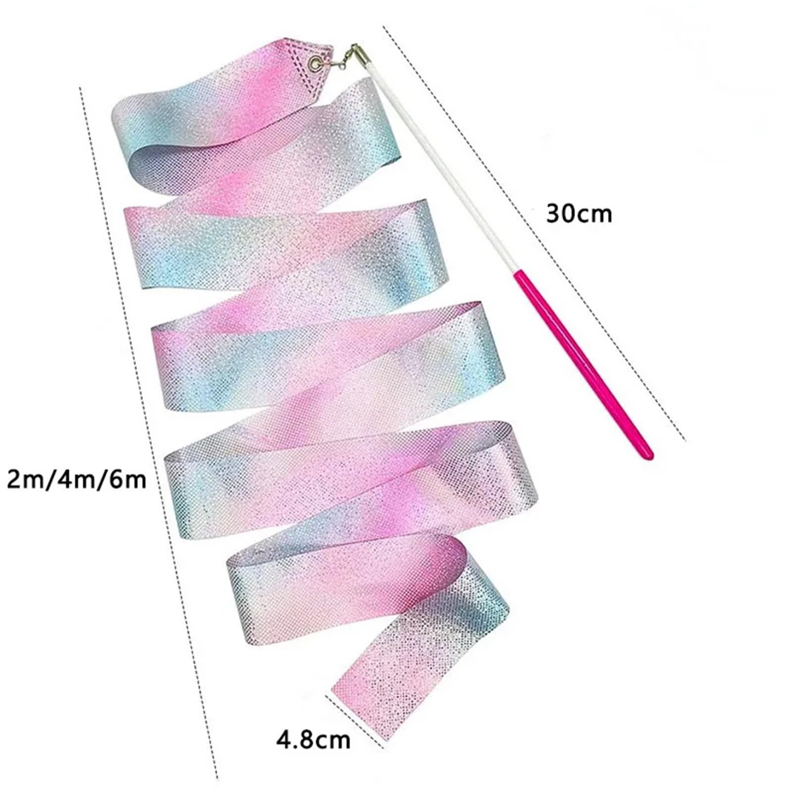Attrezzatura da Allenamento 10 Pezzi Nastri da Ginnastica a Forma di Stella Lampeggiante, Nastri da Danza, Nastri da Ginnastica Ritmica, Nastri da Balletto, Bastoncini Arcobaleno, 2 m/4 m
