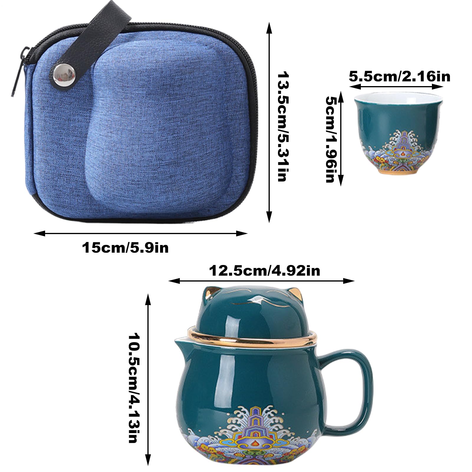 Set de Cerámica Filtro para té e infusor de porcelana antigolpes | Juego De Tazas De Té sin plomo, apto microondas, lavavajillas, compacto, apilable, infusor viaje, hogar, oficina