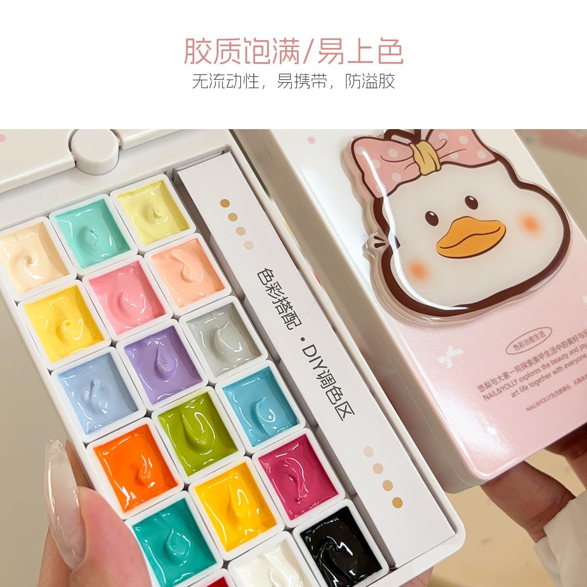 NAIL & JOLLY Dopamine Neon Nail Stamper Gel Set, 18 Colors Patting Gel Polish & Tools Kit - Pat Pat Gel Polish Palette ,UV/LED Cured Gradient Blooming Manicure Kit DIY with Nail Sponges (1, D)