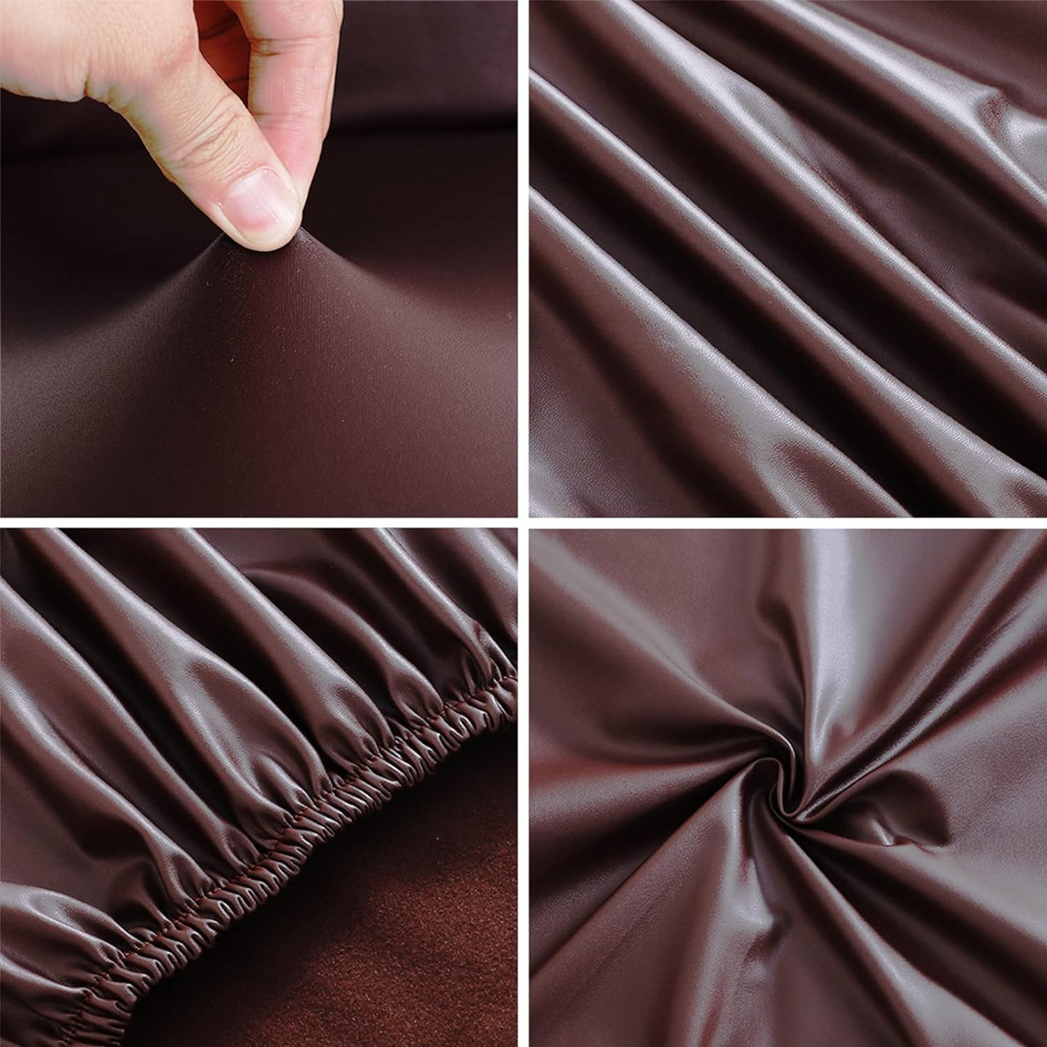 Shukii Waterproof Office Chair Cover+Arm Cover PU Leather Computer Seat Covers Stretch Rotating Chair Slipcover with Elastic Bottom Universal Chair Protectors for Rotating Boss Chair