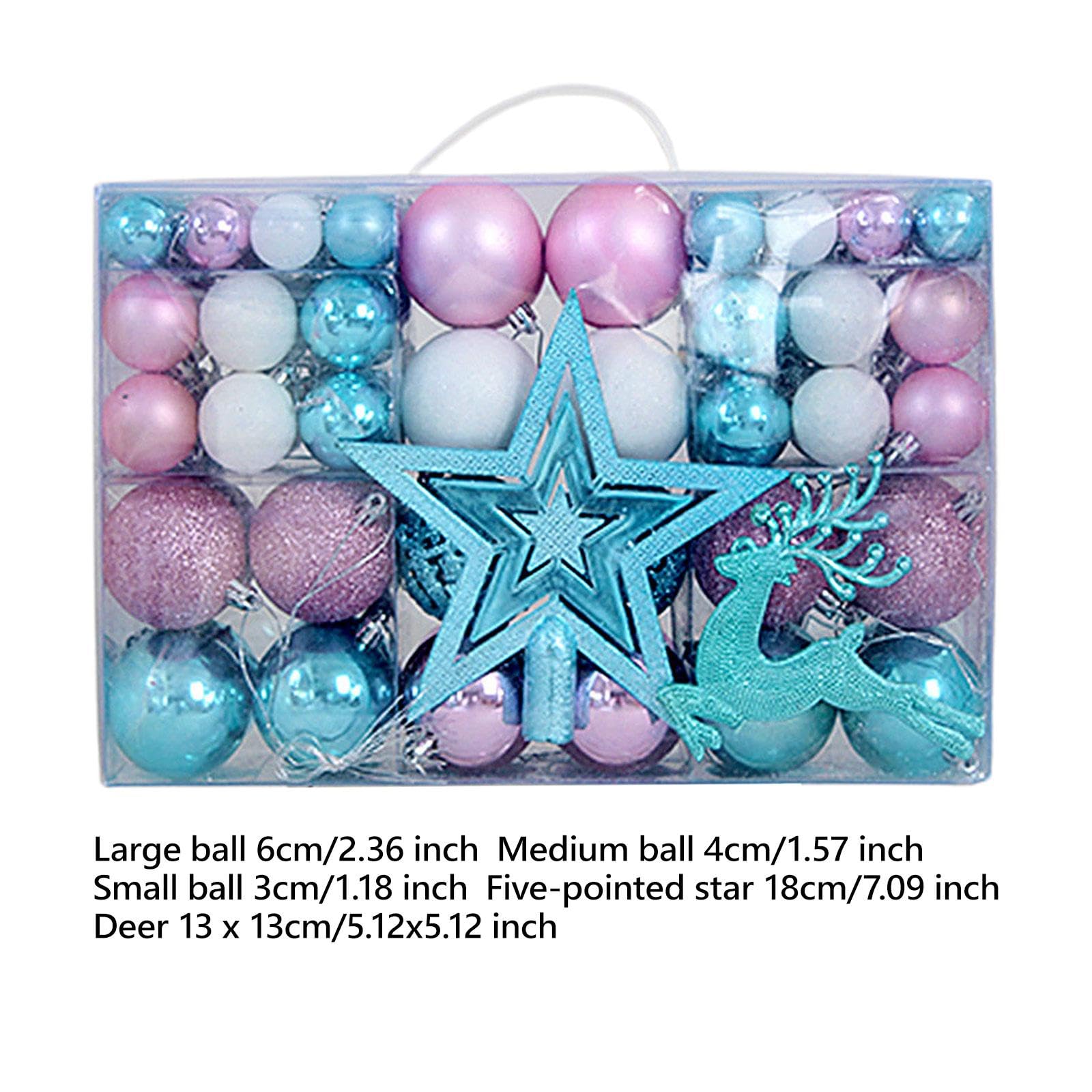 harayaa 102x Weihnachtskugeln Ornamente mit Stern Hirsch Weihnachtsschmuck Weihnachtsanhänger zum Valentinstag, Blau Weiß Rosa
