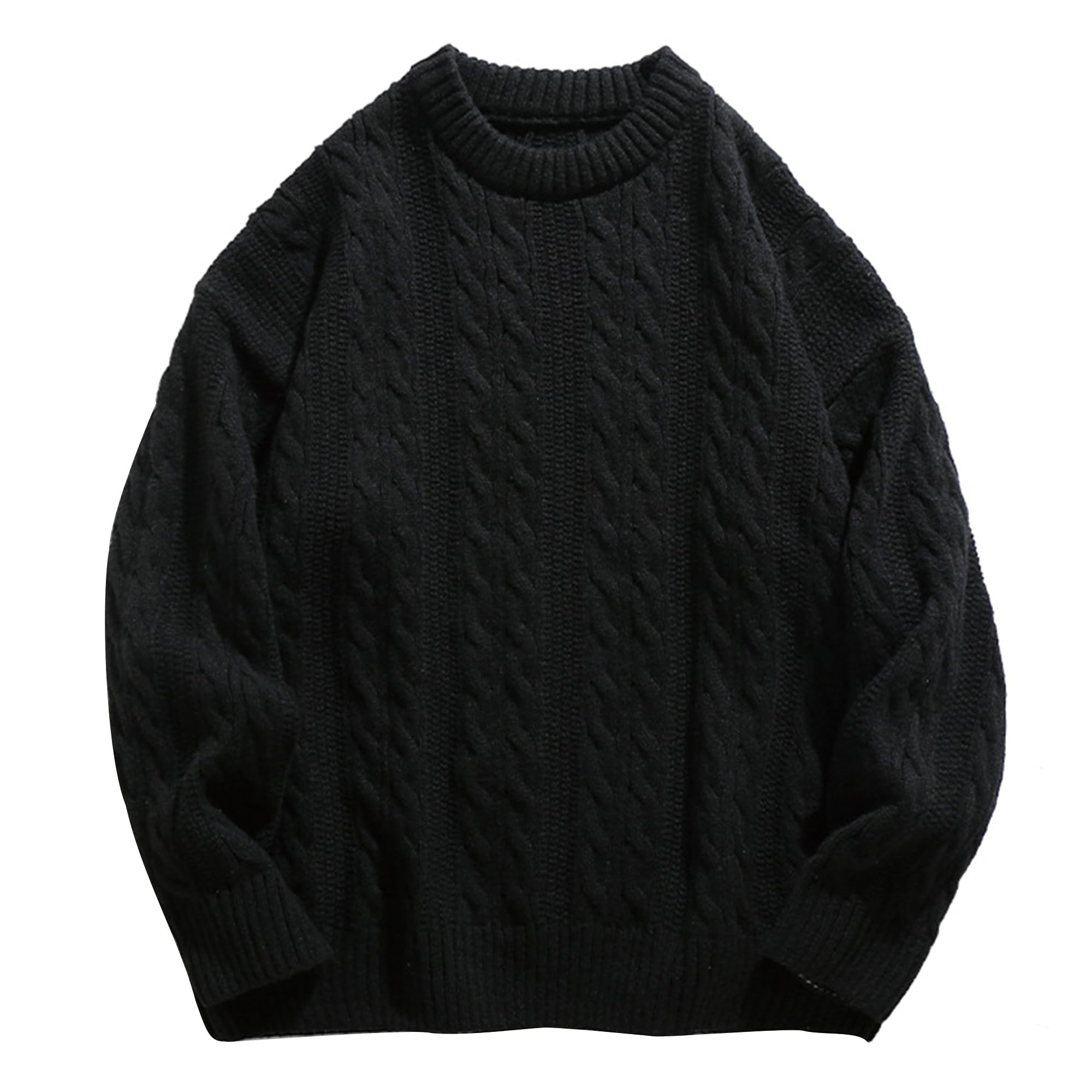 laixton Mens Oversized Sweater Unisex Crewneck Cable Knit Sweater Pullover Aesthetic Streetwear Casual Sweaters Jumper-picture-55