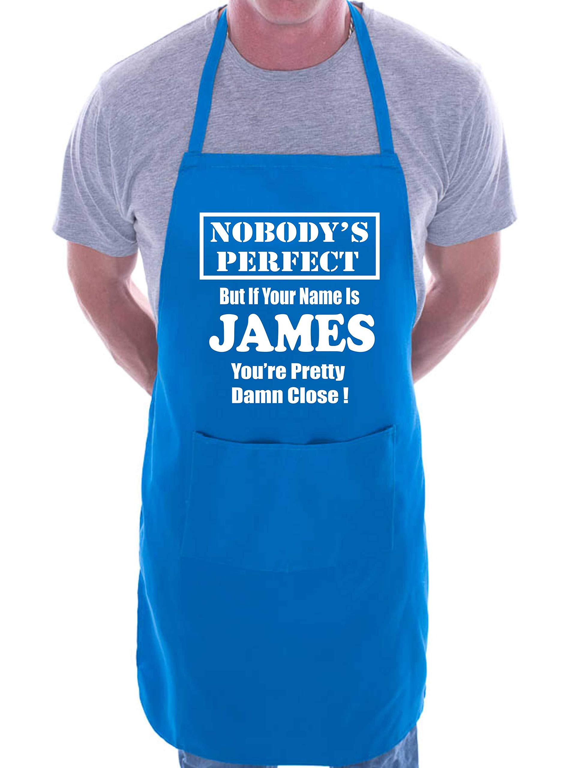 Print4U Mens Personalised Apron James Name Of Your Choice Blue