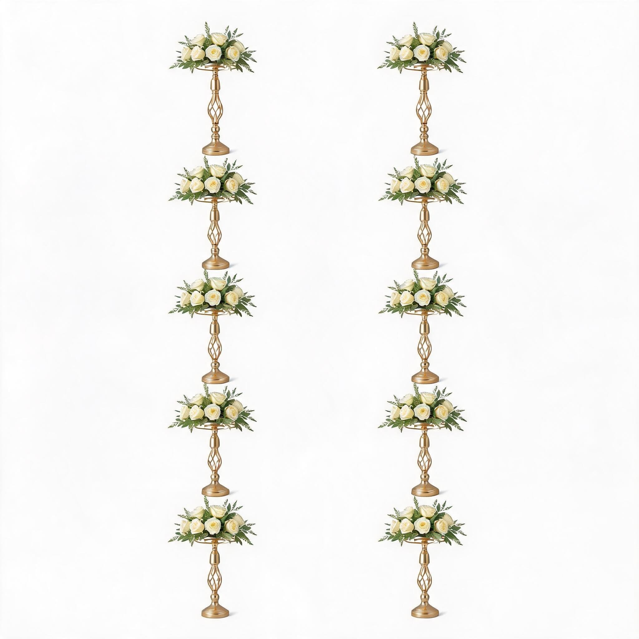 10er Set Blumenständer & Kerzenhalter, 52 cm, Metall, Gold