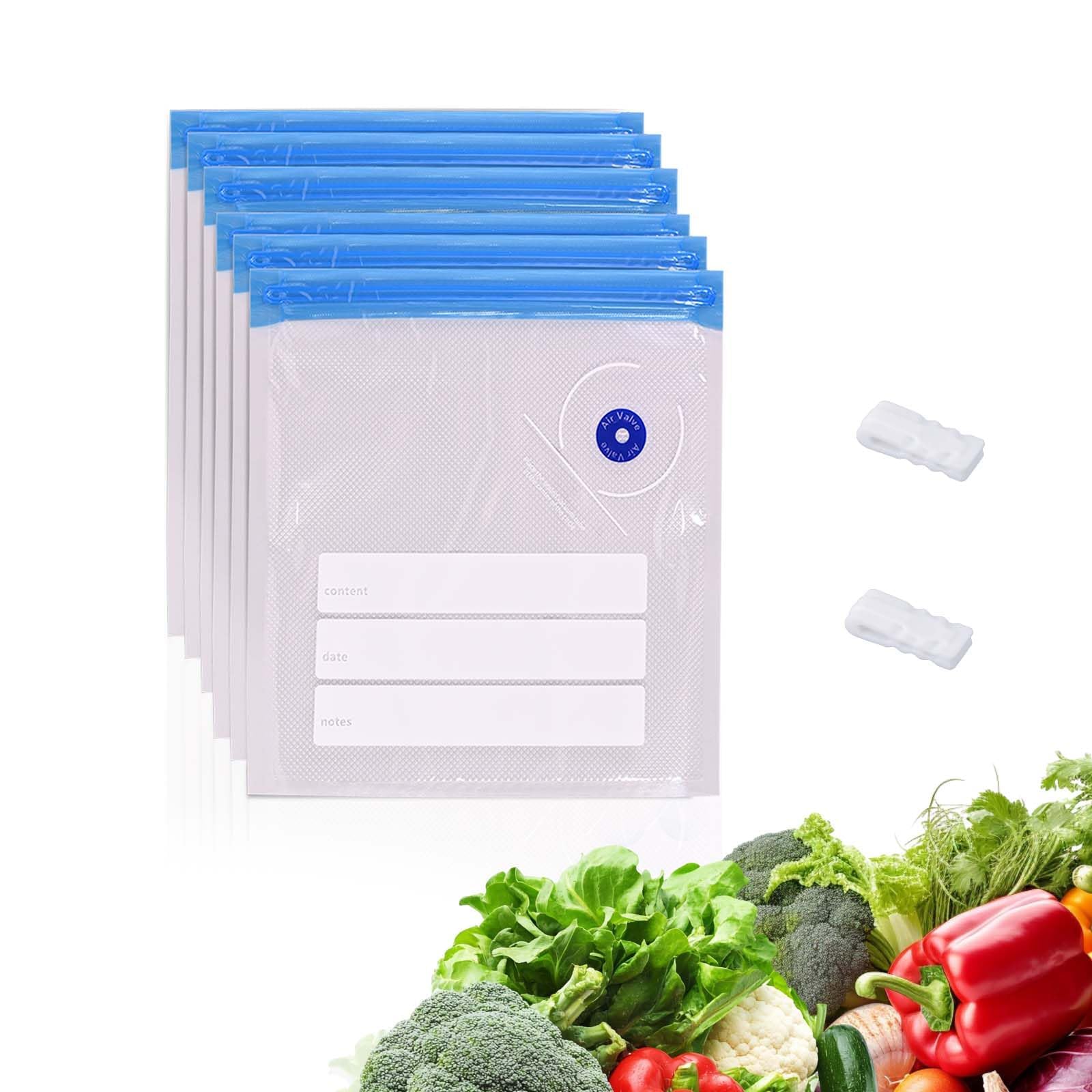 Reusable Sous Vide Bags 24 PCS 10"X13.5" Vacuum Zipper Sealer Bag for Food,Vacuum Seal Bags with Hand Pump&amp;Sealing Clips for Sous Vide Cooking,Freezer Safe,Microwave Heating and Food Storage