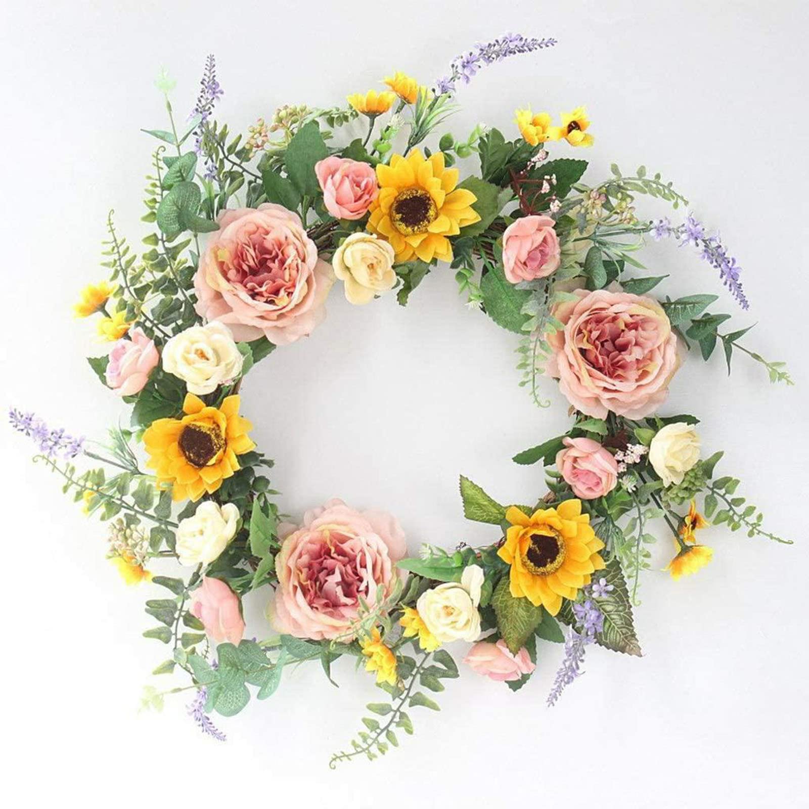 XDLEDMKIZ Wreath Artificial Flower Bud Flower Door Knocker Sunflower Plastic Flowers Arrangement Decorative Wall Outdoor Fake Flowers