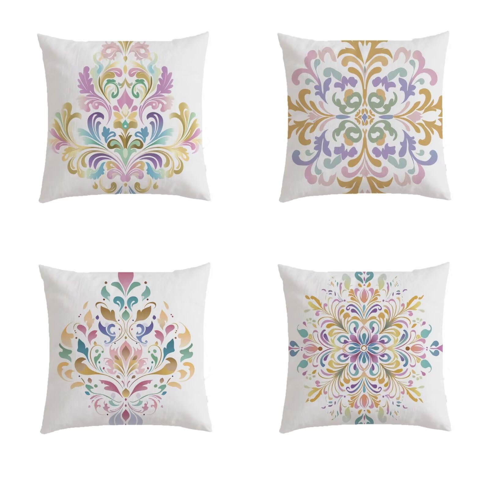 Housse coussin 50x50cm imperméable lot de 4 motifs bohémiens