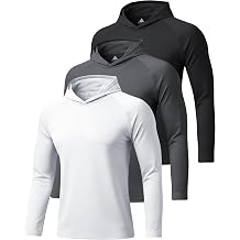GEEK LIGHTING 3 Packs UPF 50+ Hooded Shirts Sun Protection Hoodie for Hiking Running Fishing Swim Rash Guard