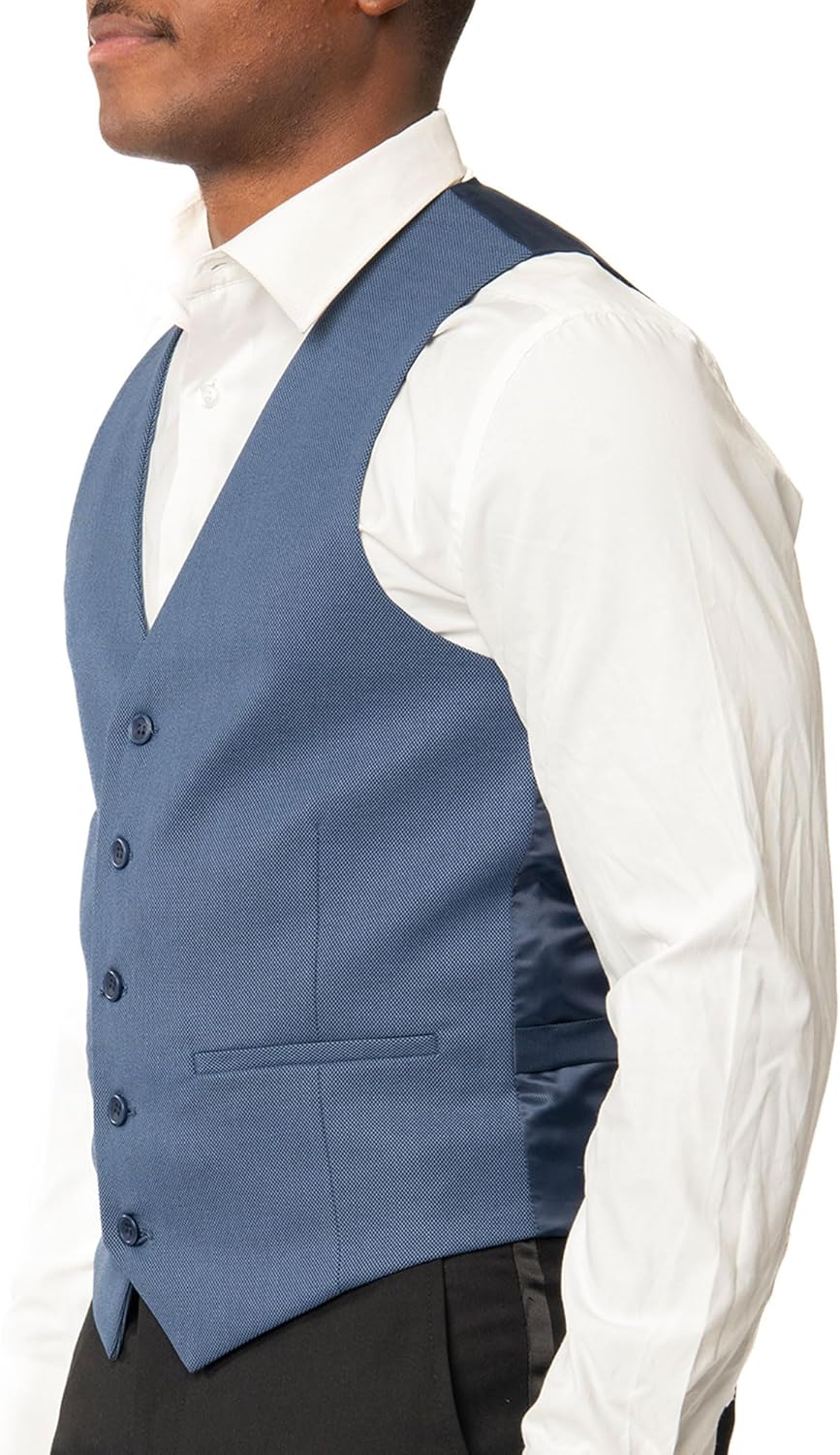AZAR MAN Men's Slim Fit Dress Suit Vest 5 Button Adjustable Back Strap