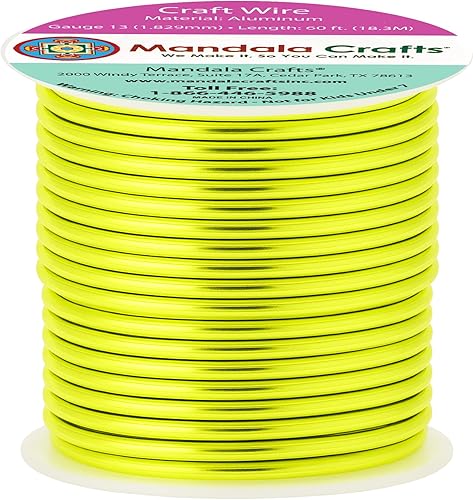 Vista 872 de Mandala Crafts Alambre de aluminio anodizado de calibre 8 para hacer joyas, alambre neutro flexible de color de 128 pies, flexible y flexible