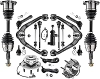 Vista 159 de Detroit Axle - Kit de suspensión de 14 piezas para Jeep Liberty 2006-2007, 2 cubos de rodamiento de ruedas, 2 brazos de control superior, 2 rótulas