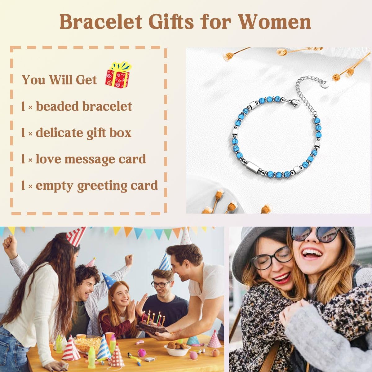 Tiny Beaded Bracelet Gifts for Teen Girls Women, Christmas Stocking Stuffers Easter Birthday Valentines Day Gifts with Inspirational Card - Image 4