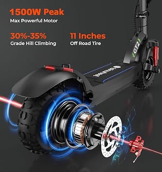 isinwheel Electric Scooter for Adults, 1000/800W Motor Up to 28 MPH, 37/28 Miles Range, APP Control, NFC Lock, 11/10 Off-Road Tires, Foldable Commuting E Scooter with Dual Suspension