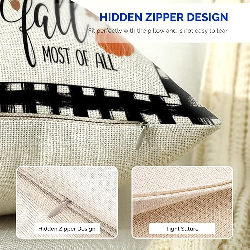 Miniatura 6 de Cirzone Juego de 4 fundas de almohada decorativas de otoño de 18 x 18 pulgadas fundas de almohada decorativas de otoño para otoño y exteriores