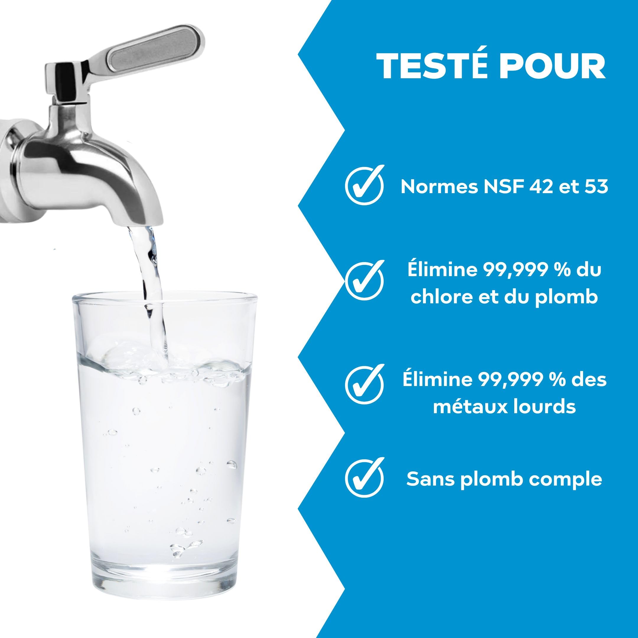 EUROGUARD® Filtre à gravité - Système de Filtration d'eau en Acier Inoxydable 304, 8,5 L, 2 filtres à Charbon Actif, Robinet 100% INOX avec Support en Acier Inoxydable