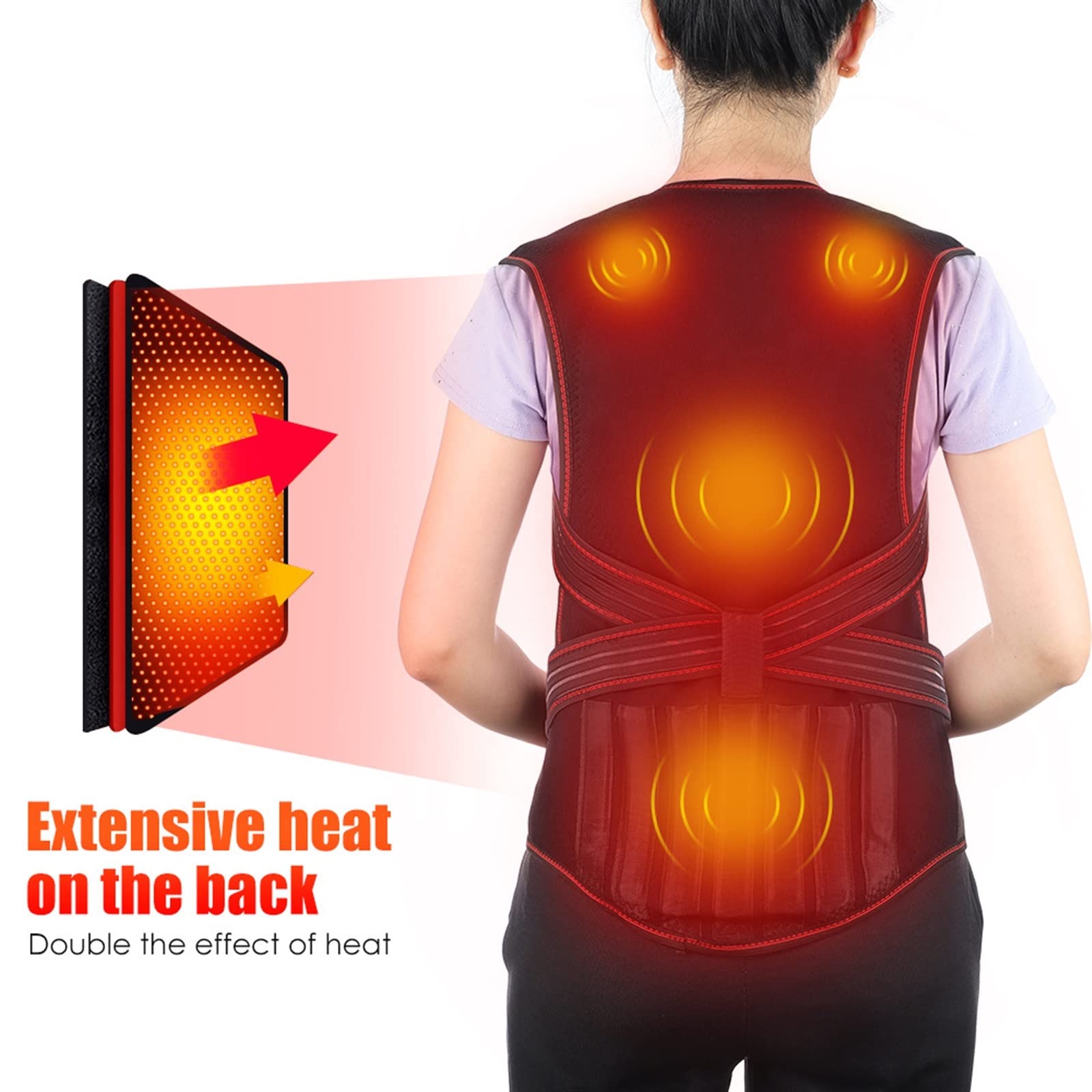 Cintura di decompressione lombare Cintura di supporto completo per la schiena autoriscaldante unisex 108 pezzi Magneti Tutore per la vita Cintura per terapia di riscaldamento magnetica Cintura per cor