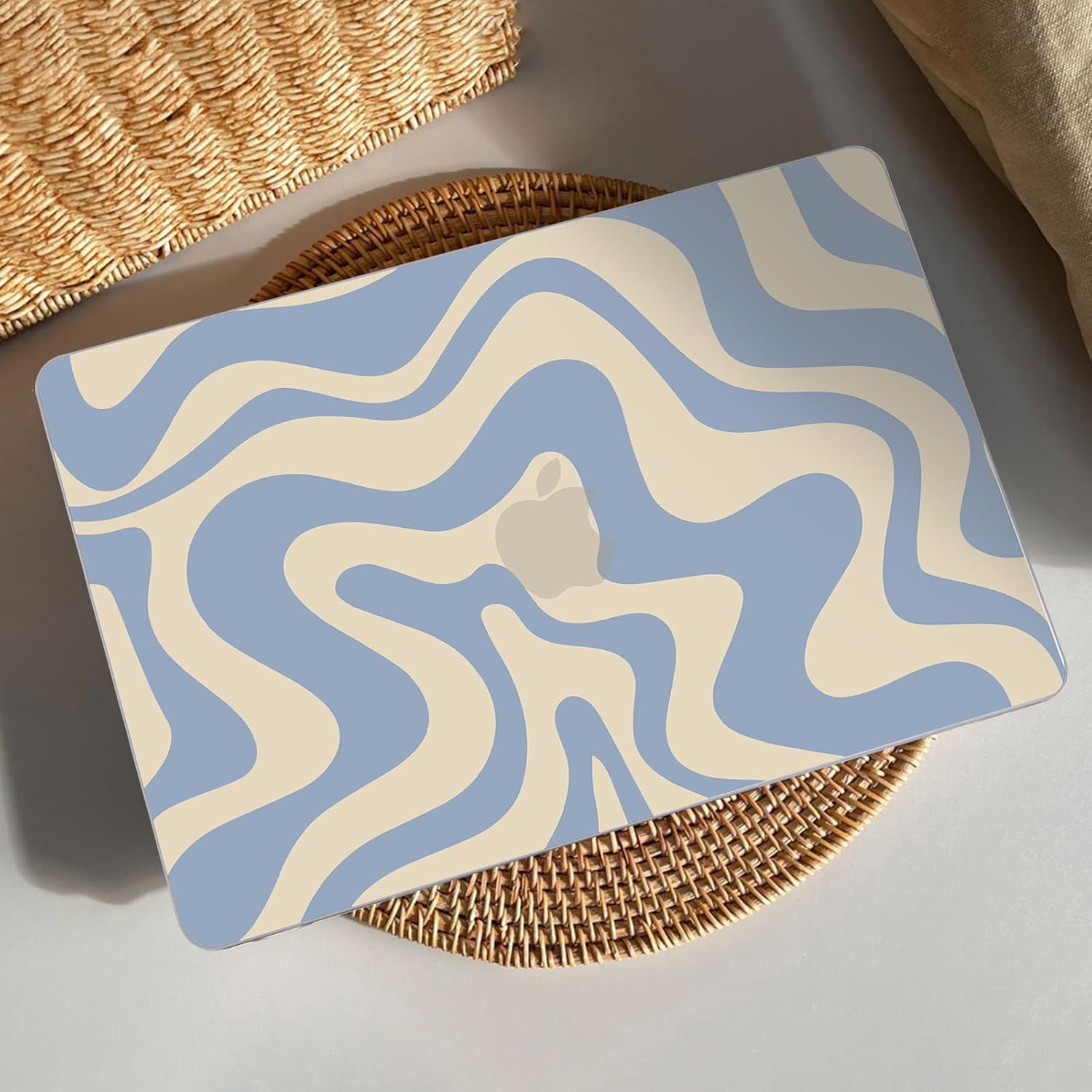 AKIT Compatible with MacBook Air 13 Inch Case 2022-2020 2019 2018 M1 A2337 A2179 A1932, Uniqu Pattern Laptop Hard Shell Case+Screen Protector+Keyboard Cover for MacBook Air 13.3 Inch 2020, Blue Wave - Image 3