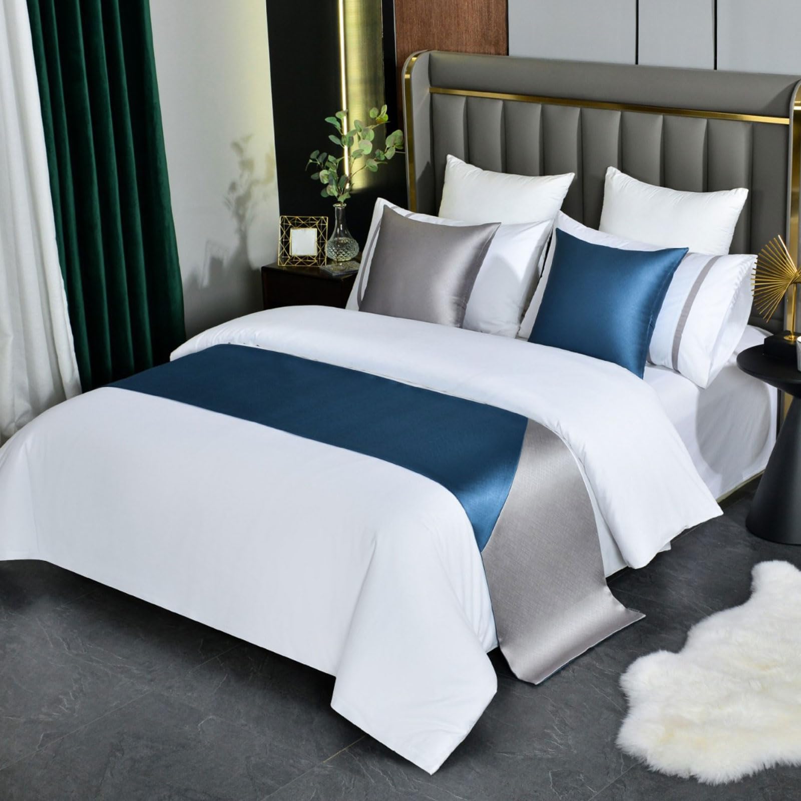 RobustWeg Bed Runner,Hotel Bed Foot Runner,Beds Runners Double,Beds Runner And Cushion Set,with Matching Cushion Covers,Not Easy To Fade,Comfortable,For Bedroom Hotel Wedding Room.