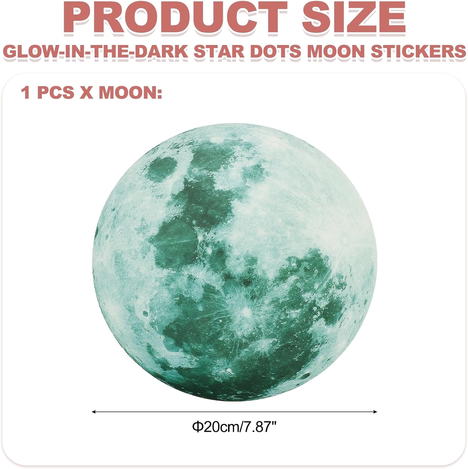 MECCANIXITY Glow in The Dark Moon Wall Decal, Green Luminous Adhesive Wall Stickers
