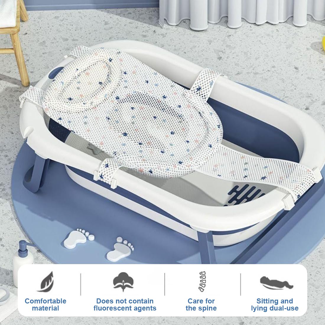 Asientos para el baño para bebés 1 pieza de almohada de apoyo para el baño de bebé, asiento de baño para bebé, red de baño para bebé, alfombra colgante antideslizante para bebé
