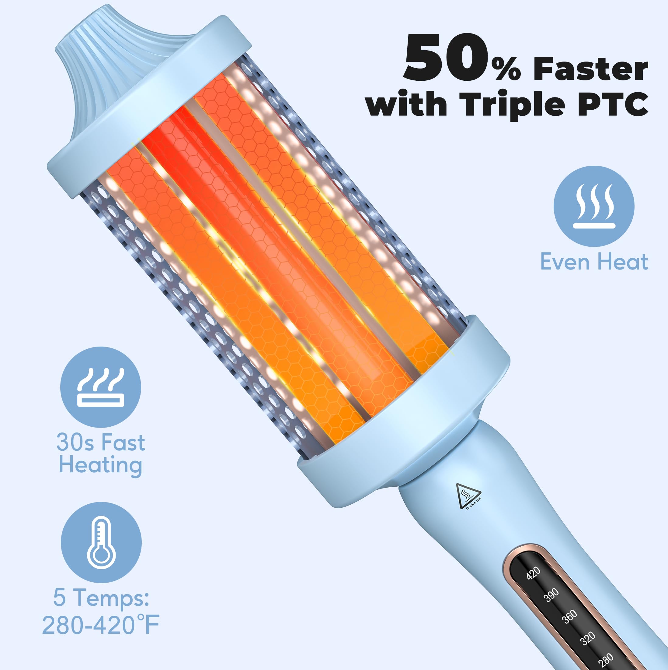 Farery Blue Heated Round Brush with Triple PTC Heating