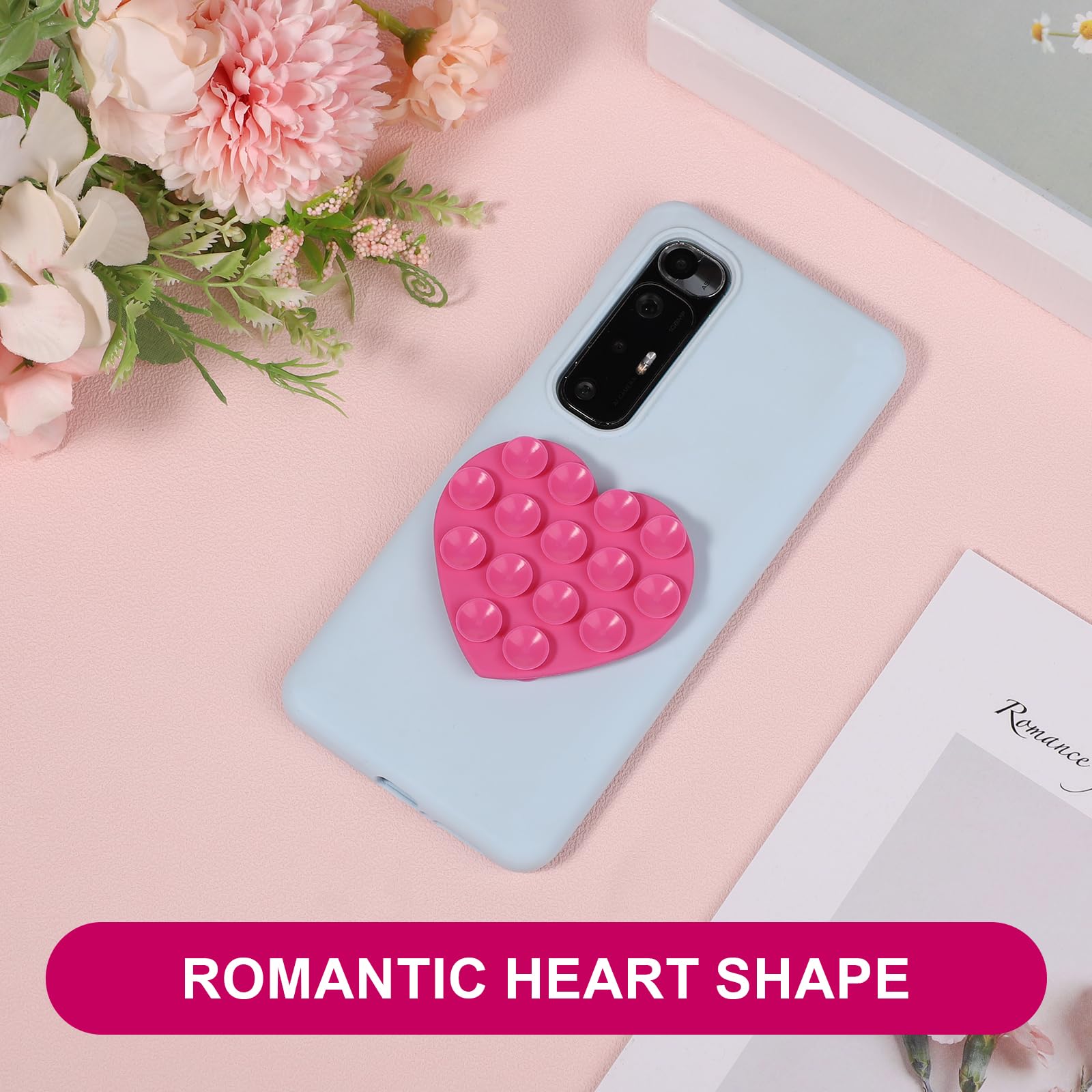 4 Supporti Telefono Con Ventosa In Silicone – Doppia Ventosa Bifacciale, Multiuso Per Selfie, Cucina, Yoga, Fitness (Nero, Rosa, Verde, Blu) - 4