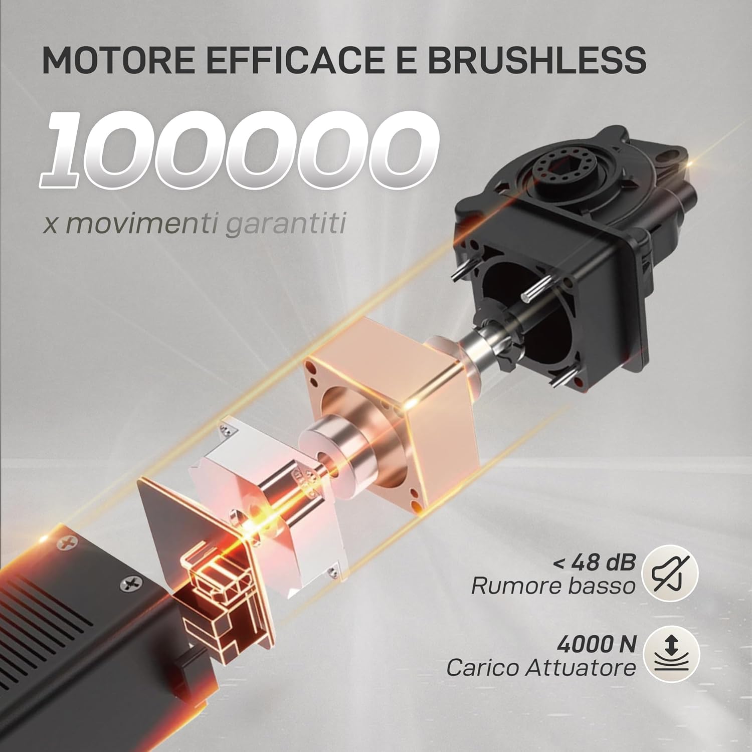 Close-up image of the silent brushless motor, highlighting its features and durability.