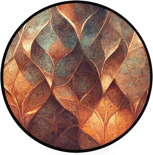 Vnurnrn Alfombra redonda (hoja de bronce), alfombra antideslizante para interiores, alfombra circular lavable para sala de estar, entrada,