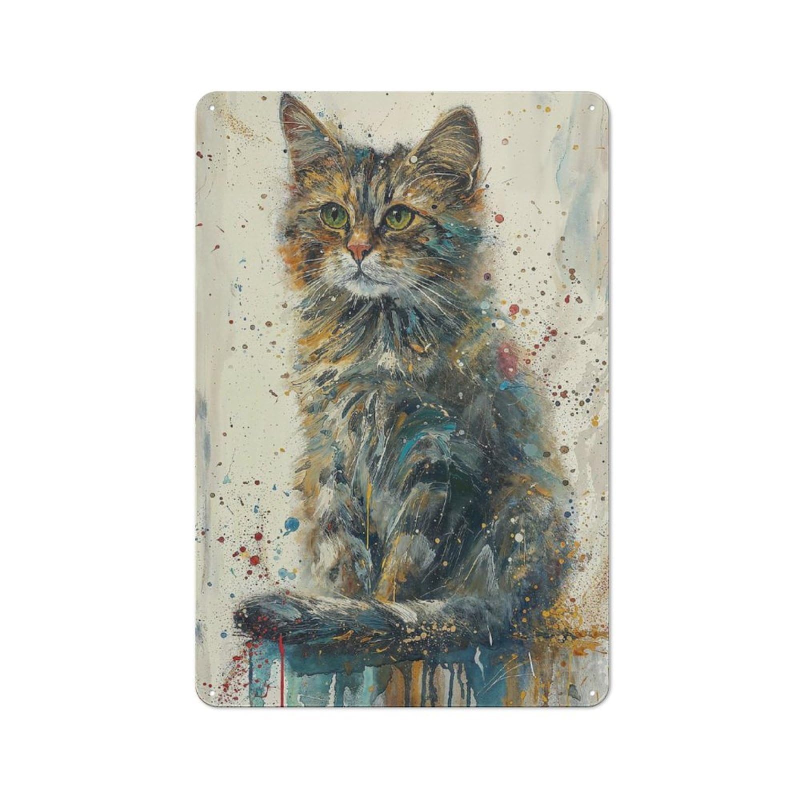 Junmoney Splattered Whisker Art Vintage Tin Sign 30X20cm With For Café Or Restaurant, A Decorative Christmas Gift For Restaurant Decor Fans