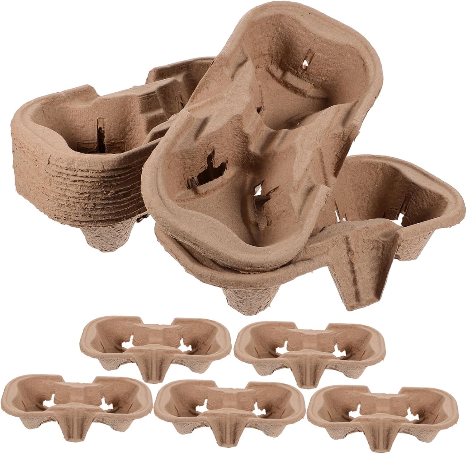 PRETYZOOM 50pcs Pulp Coaster Drink Carrier Cup Holder Tray Slots for Takeout Restaurant Picnic Outdoor Disposal Cup Holder