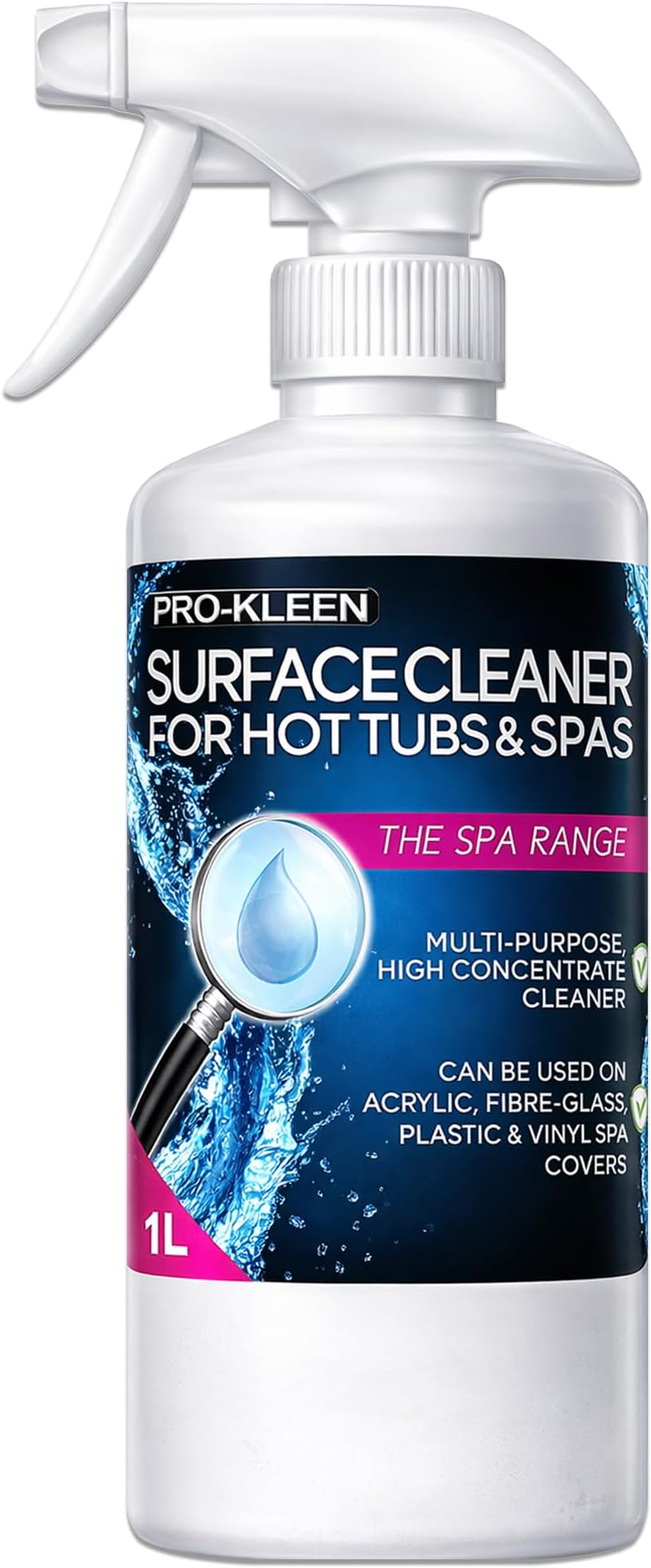 Hot Tub & Spa Surface Cleaner Spray - Removes Dirt, Oil & Grease - Suitable for Gold Plate, Brass, Plastic, Acrylic & Fibreglass. (1 Litre)