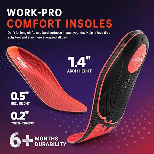 Miniatura 5 de PCSsole Work Comfort - Plantillas ortopédicas de más de 220 libras, insertos de soporte de arco alto con absorción de golpes, alivio del dolor de