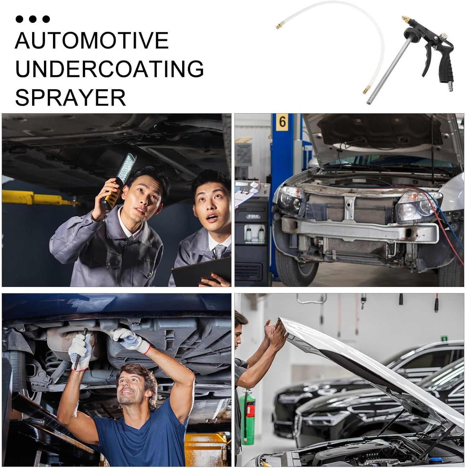 Hemobllo Automotive Undercoating Sprayer Gun Pneumatic Paint Sprayer Tool for Car Chassis Chip Guard Coating Black Metal Body Repair Application
