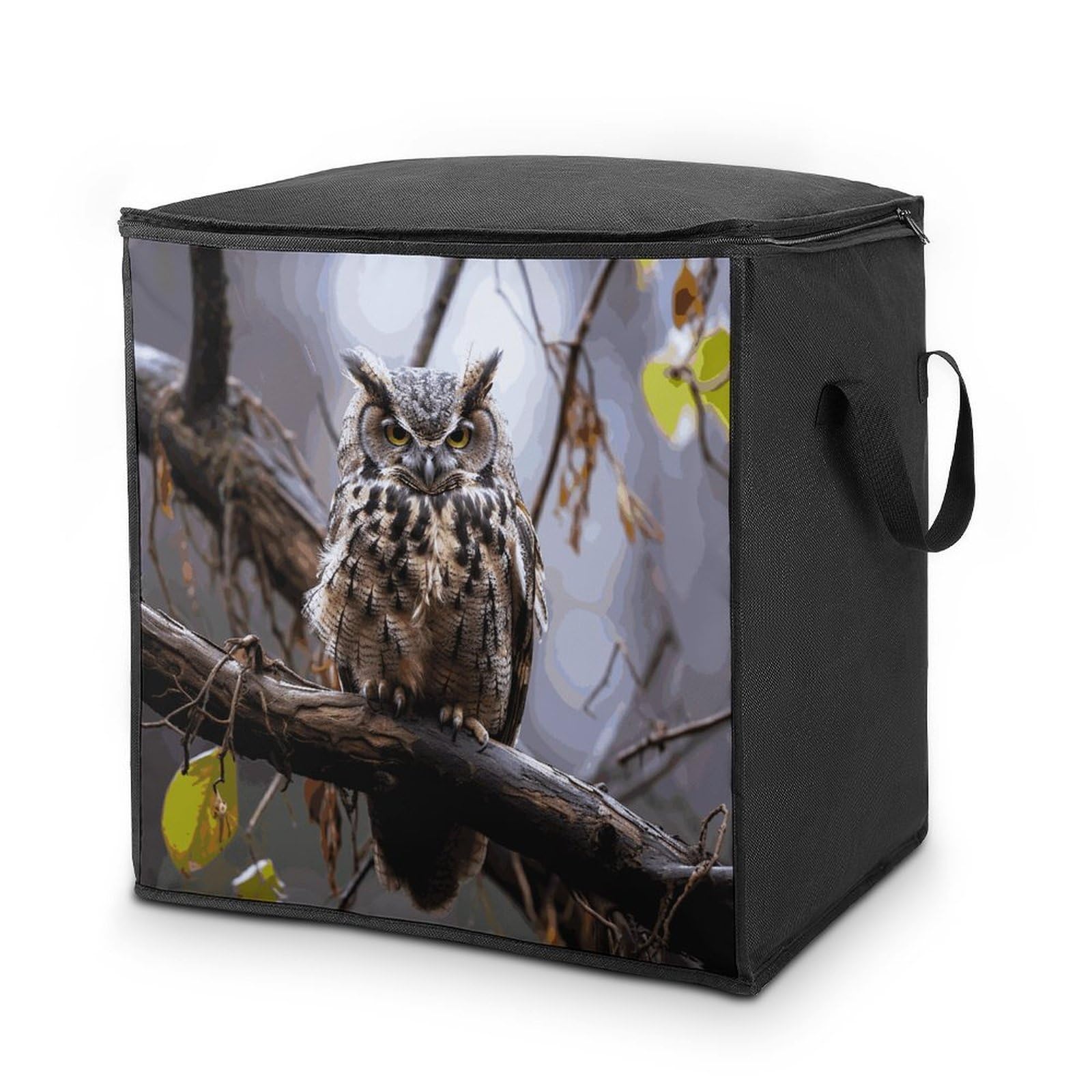 70L Owl on A Branch Storage Bag With Zipper Closet Organizers with Handle for Home Storage Organizer for Blankets Quilts Clothes Comforter Bedding And Pillows