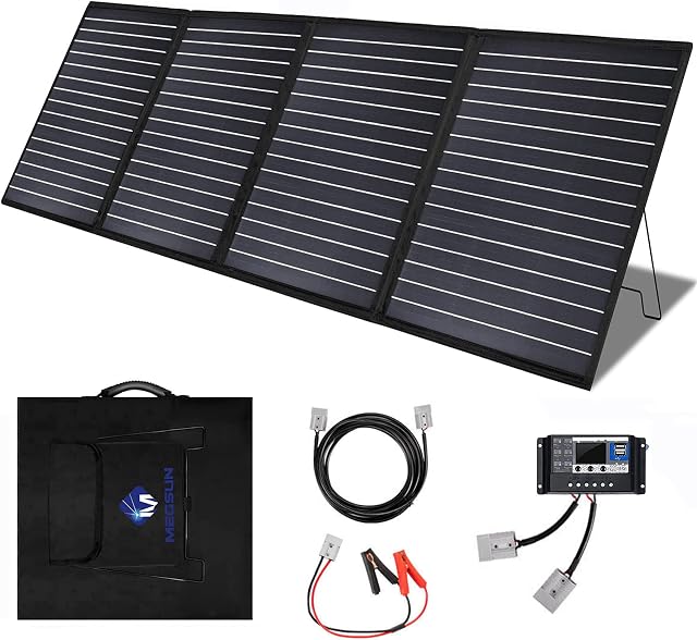 200 Watt Foldable Solar Panel Kit 18V Portable Solar Battery Charger with Controller, Solar Battery Charger Suitcase for Car, RV, Motorhome, Boat, 12V Batteries Outdoor Camping (Black)