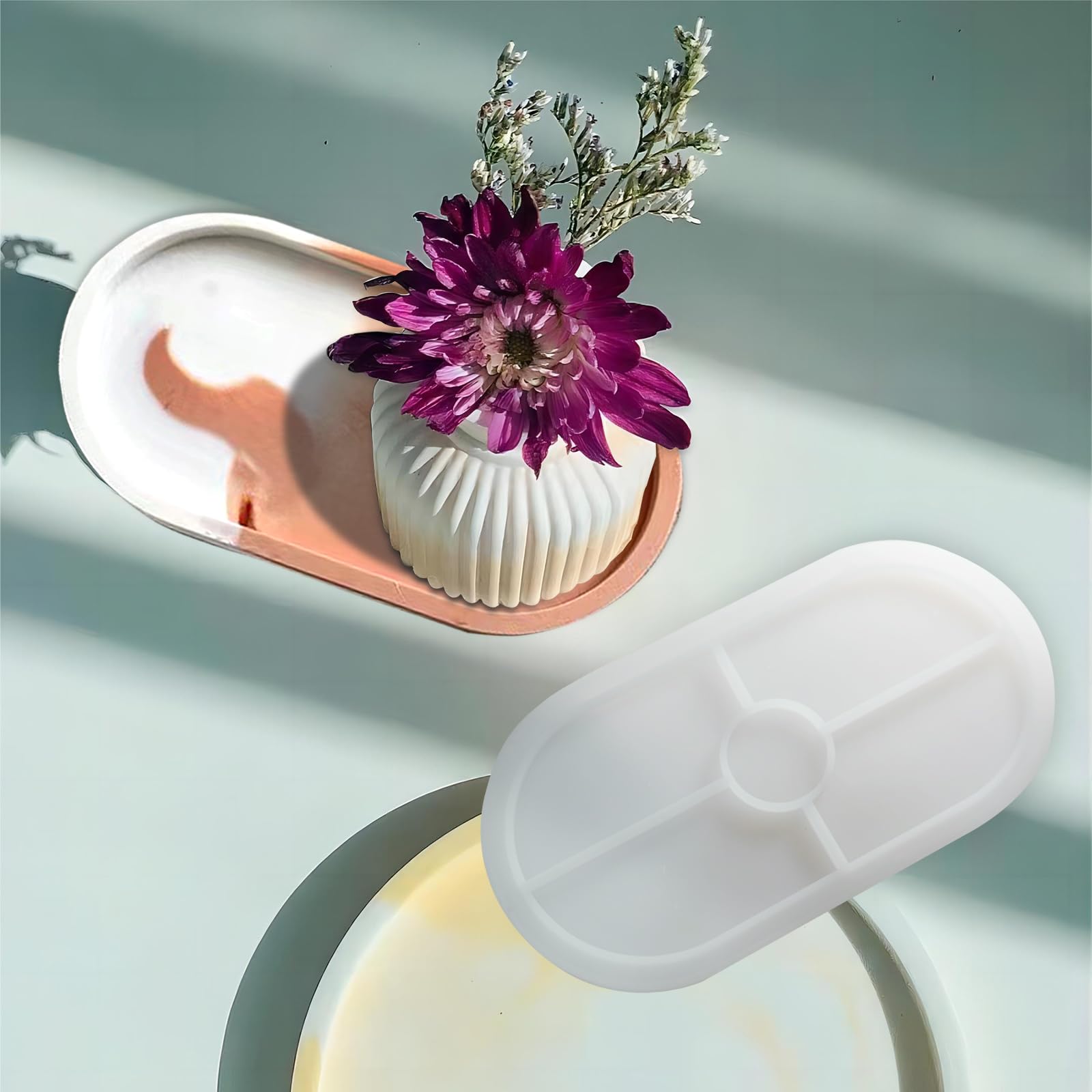 Lot De 4 Moules Silicone Vase – 3 Vases + 1 Palette – Résine Époxy DIY – Création Vases Fleurs, Porte-Stylos & Déco Unique