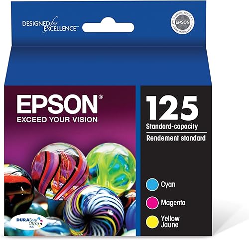 Paquete de cartuchos de tinta de capacidad estándar ultra negro y color Epson T125120-BCS DURABrite