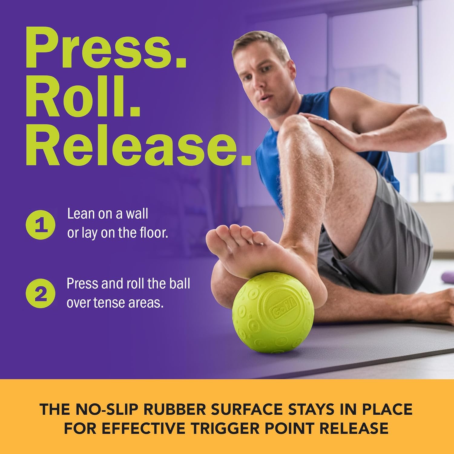 GoFit 5 Inch Massage Ball - Muscle Pain Management, Green